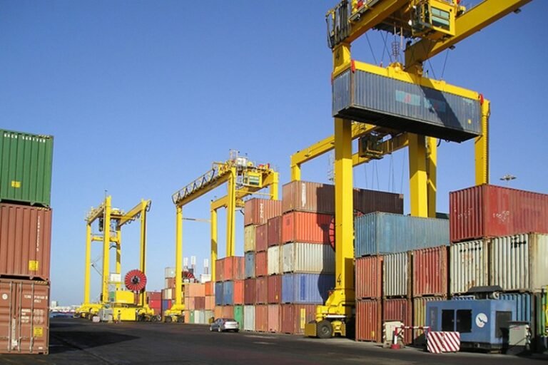Container cranes at a shipping yard