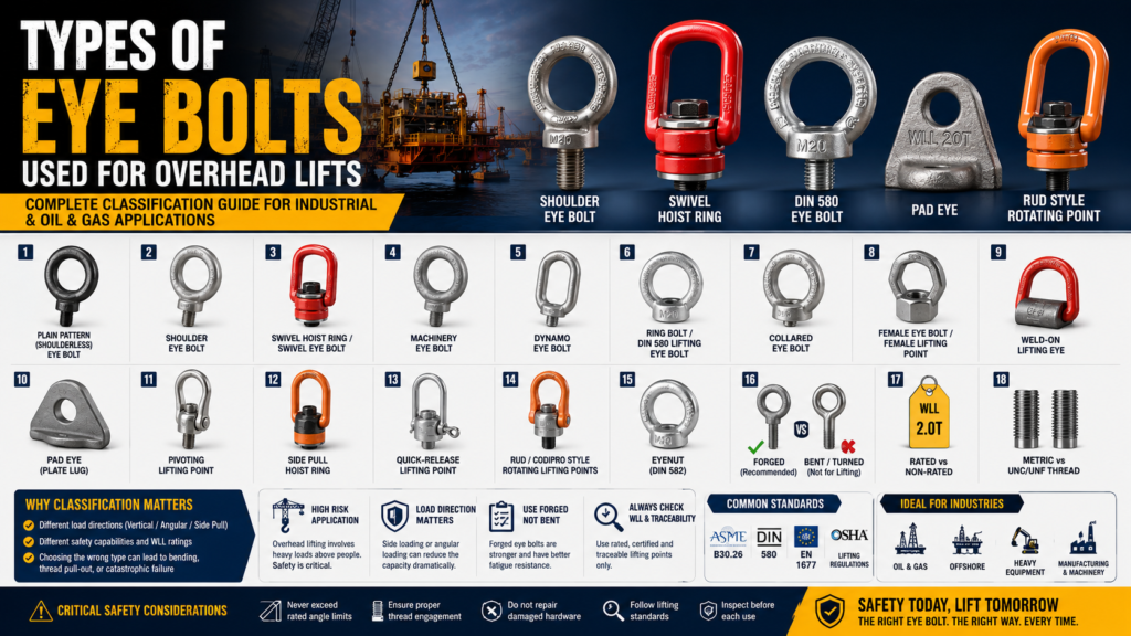 Types of Eye Bolts for Overhead Lifting